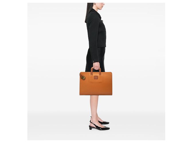 Borsa business Burberry in pelle marrone - vista 6