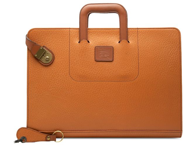 Borsa business Burberry in pelle marrone - vista 7