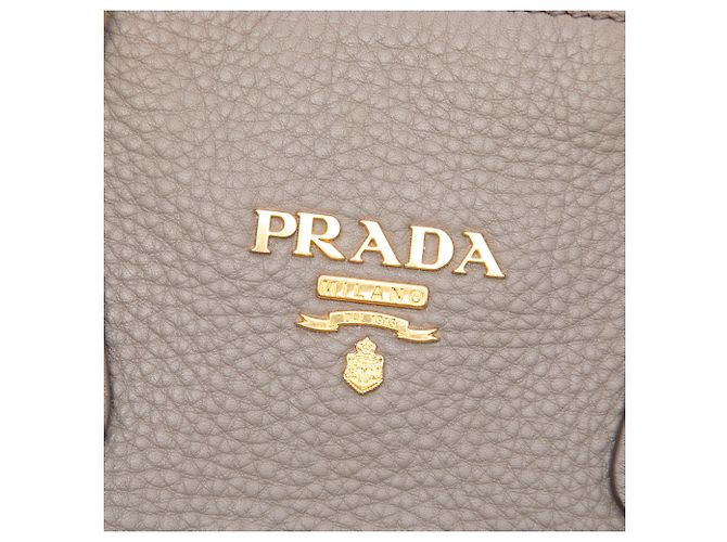 Tote Prada Gray Vitello Daino con zip laterale Marrone Grigio antracite - vista 5