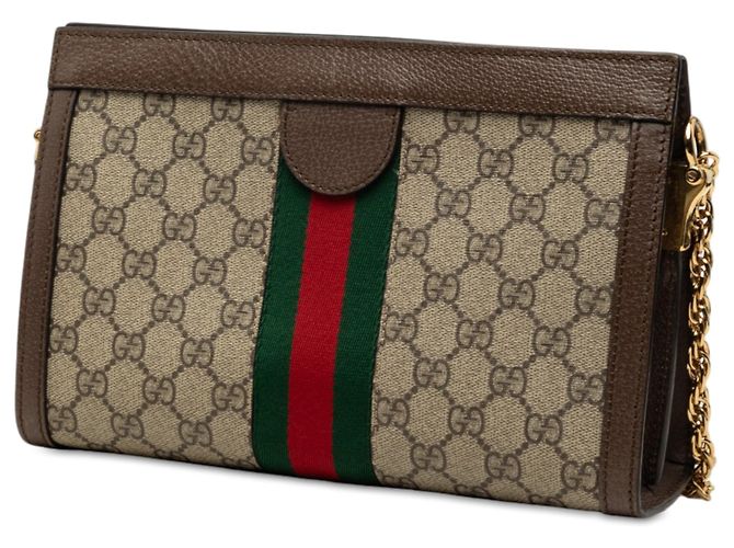 Gucci Beige Small GG Supreme Web Ophidia Chain Crossbody - vista 2