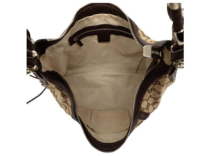 Gucci Borsa Hobo Techno Horsebit in canvas GG beige - vista 4