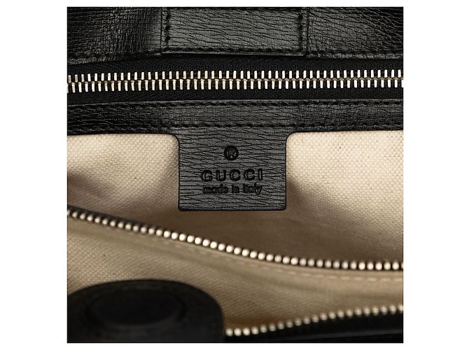 Bamboo Gucci Medium Satchel aus bedrucktem Kalbsleder in Schwarz mit Bambusgriff - Ansicht 5