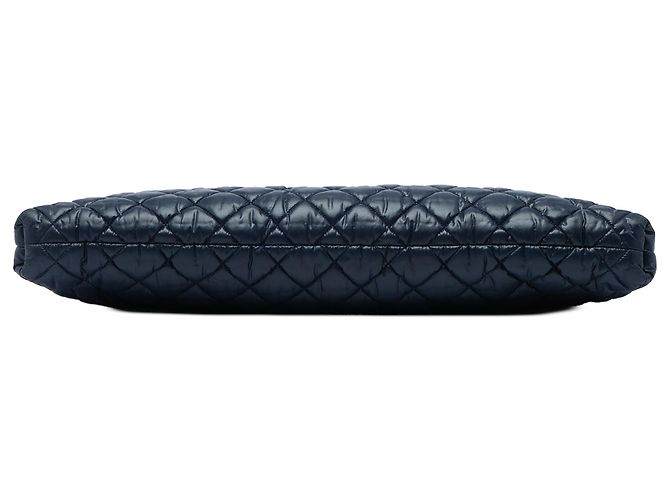 Chanel Blue Large Bicolor Quilted Nylon and Lambskin Coco Cocoon Flat Tote Blu navy - vista 3