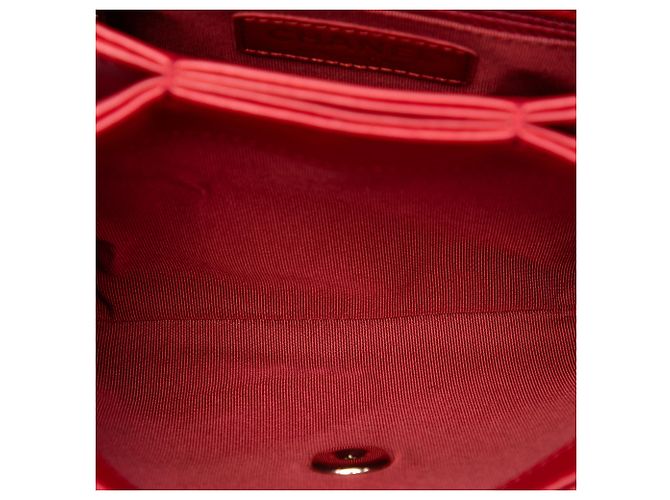 Chanel Red Small Quilted Calfskin Double Pocket Top Handle Flap Roja - vista 4