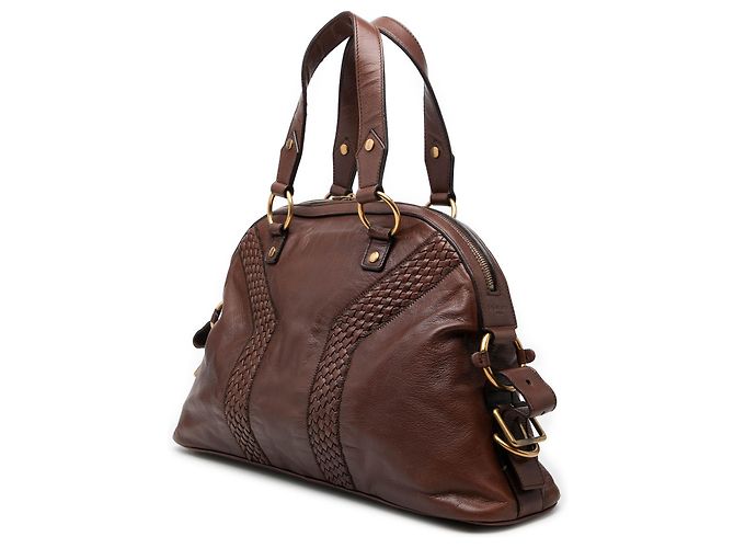 Autre Marque mala Saint Laurent Muse em couro marrom Large com acabamento trançado - vista 2