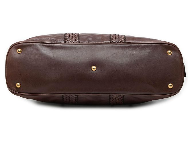 Autre Marque mala Saint Laurent Muse em couro marrom Large com acabamento trançado - vista 3