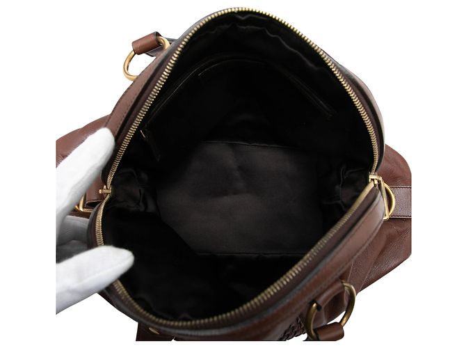 Autre Marque mala Saint Laurent Muse em couro marrom Large com acabamento trançado - vista 4