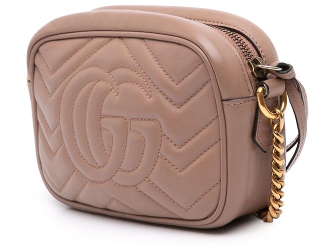 Borsa a tracolla Gucci Mini GG Marmont Matelassé in pelle di vitello marrone Carne - vista 2
