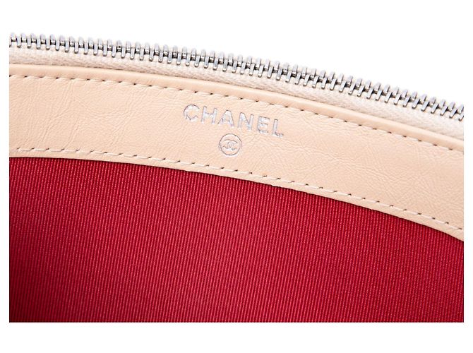 Clutch Gabrielle Double Zip con Catena in Vitello Invecchiato Bicolore Beige Chanel - vista 5
