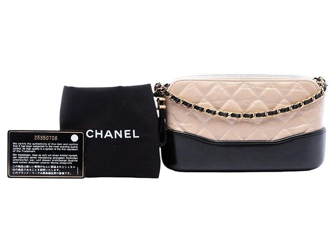 Clutch Gabrielle Double Zip con Catena in Vitello Invecchiato Bicolore Beige Chanel - vista 7