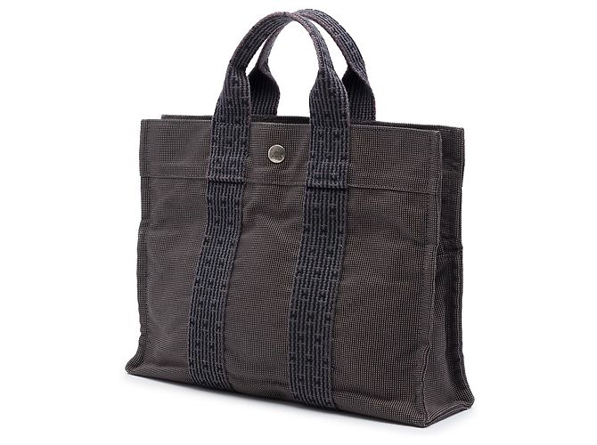 Hermès Gray Canvas Herline PM Marrom - vista 2