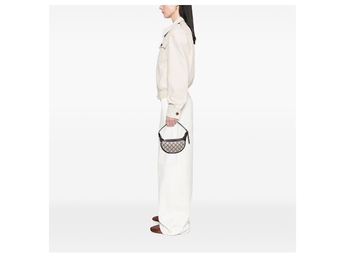 Borsa a tracolla Gucci Mini GG Supreme Web Ophidia Beige - vista 7