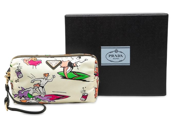 Necessaire Prada em Tessuto Stampato Surf branco Cru - vista 7