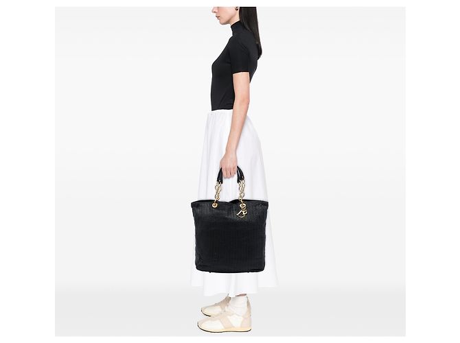 Autre Marque Dior Lady Dior Soft Shopping Tote aus gewebtem Lammleder Schwarz Large - Ansicht 6