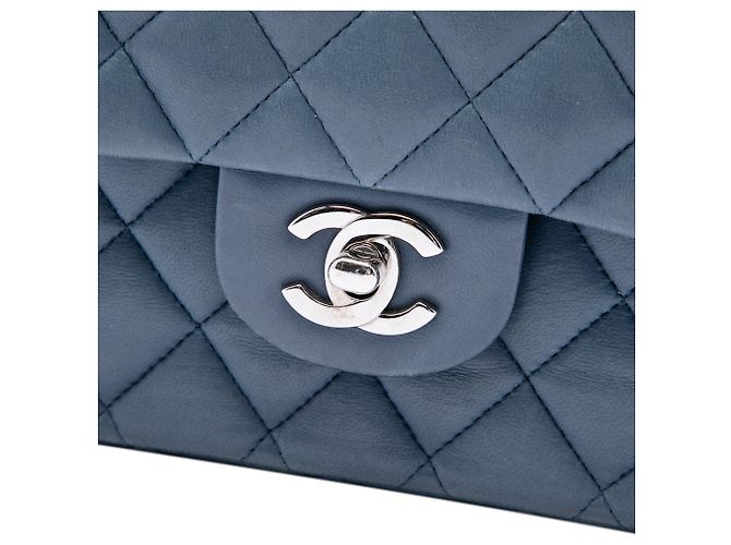 Chanel Blue Medium Classic Lambskin Double Flap Blau - Ansicht 5