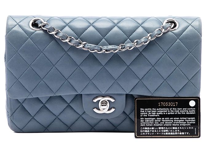Chanel Blue Medium Classic Lambskin Double Flap Blau - Ansicht 7