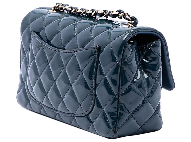 Chanel Blue Mini Rectangular Classic Patent Single Flap Blau Dunkelblau - Ansicht 2