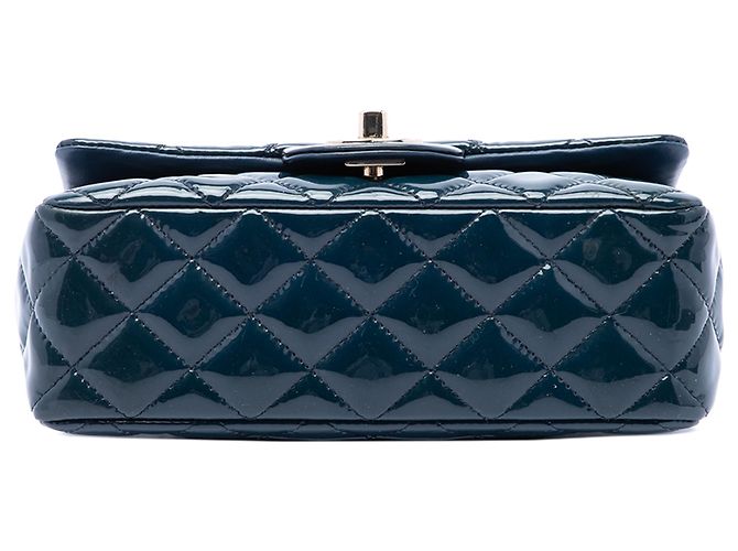 Chanel Blue Mini Rectangular Classic Patent Single Flap Blau Dunkelblau - Ansicht 3