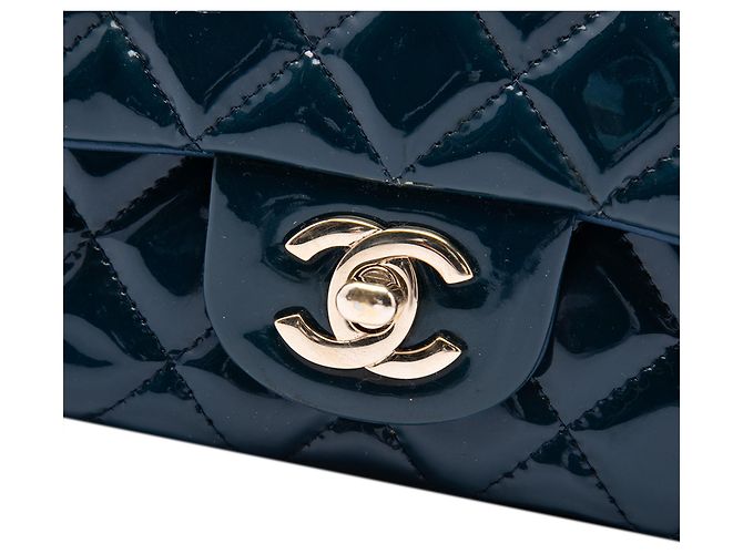 Chanel Blue Mini Rectangular Classic Patent Single Flap Blau Dunkelblau - Ansicht 5