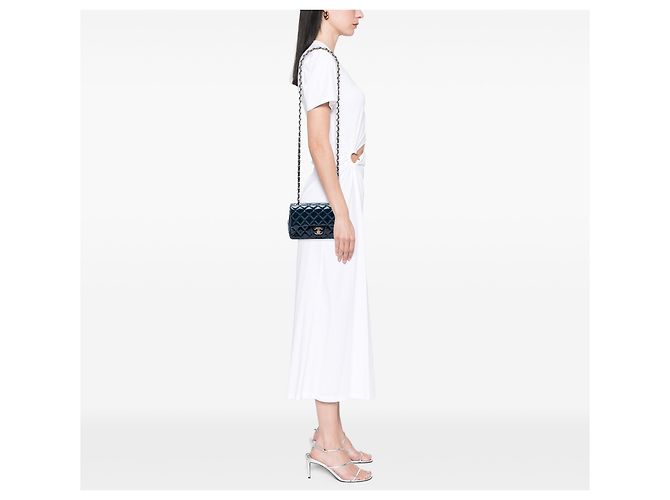 Chanel Blue Mini Rectangular Classic Patent Single Flap Blau Dunkelblau - Ansicht 6