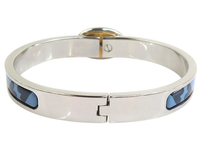 Pulsera Hermès Mini Clic H Chaine D Ancre en esmalte azul PM - vista 3