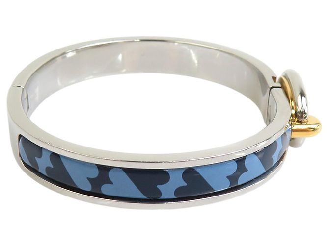 Pulsera Hermès Mini Clic H Chaine D Ancre en esmalte azul PM - vista 5