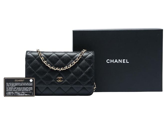 Chanel Black CC Quilted Caviar Wallet on Chain Schwarz - Ansicht 7