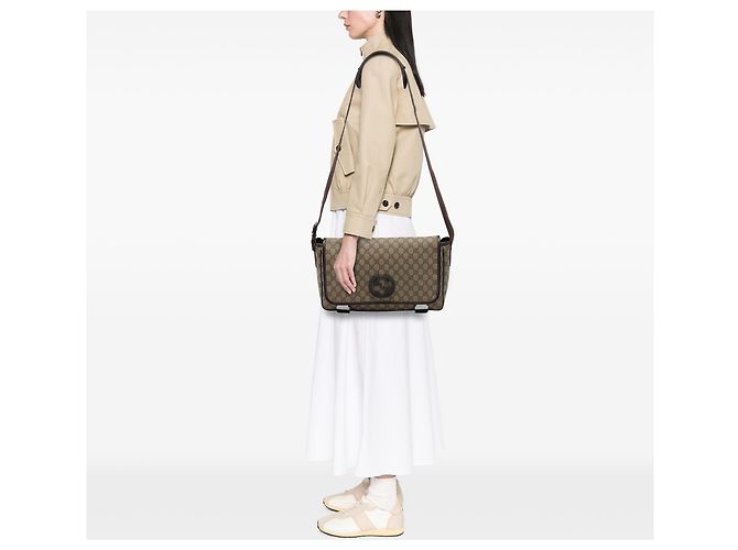 Borsa a tracolla Gucci Beige GG Supreme Interlocking G - vista 6