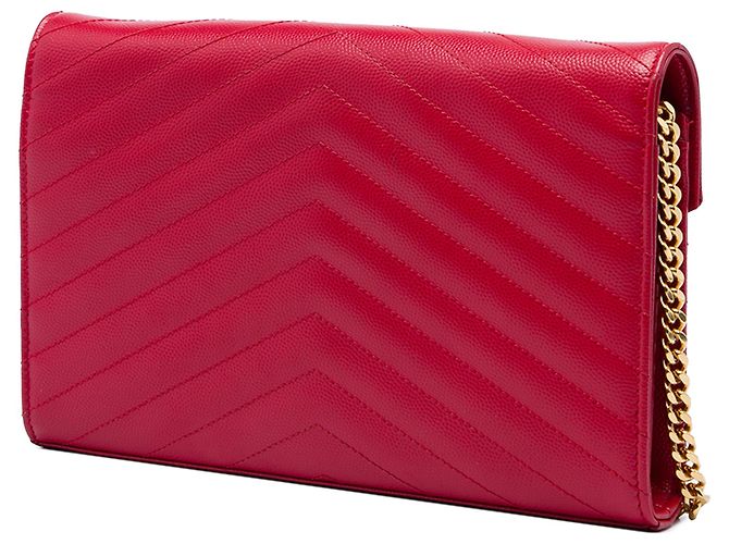 Autre Marque Carteira de corrente envelope Saint Laurent Red Grain De Poudre Cassandre Vermelho - vista 2