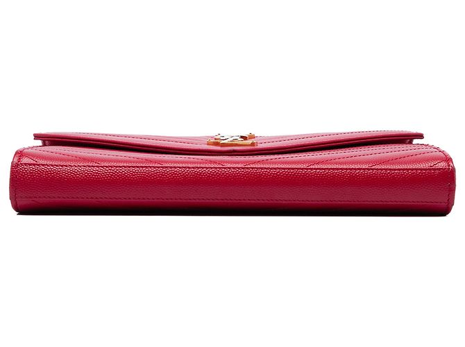 Autre Marque Carteira de corrente envelope Saint Laurent Red Grain De Poudre Cassandre Vermelho - vista 3