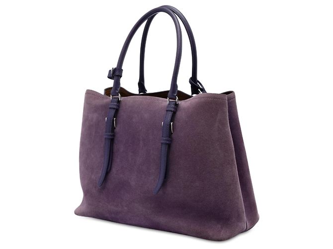 Borsa Tote Prada Purple Medium Scamosciato con Doppio Manico Porpora Viola scuro - vista 2