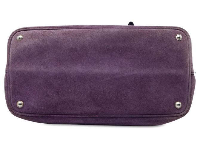 Borsa Tote Prada Purple Medium Scamosciato con Doppio Manico Porpora Viola scuro - vista 3