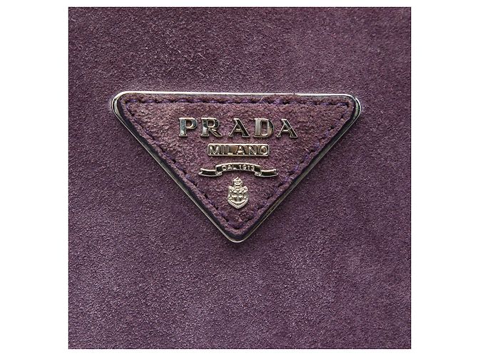 Borsa Tote Prada Purple Medium Scamosciato con Doppio Manico Porpora Viola scuro - vista 5