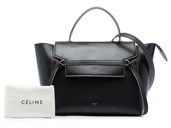Céline Celine Mini Bolso Cinturón de Piel de Ternera Lisa Negra Negro - vista 7