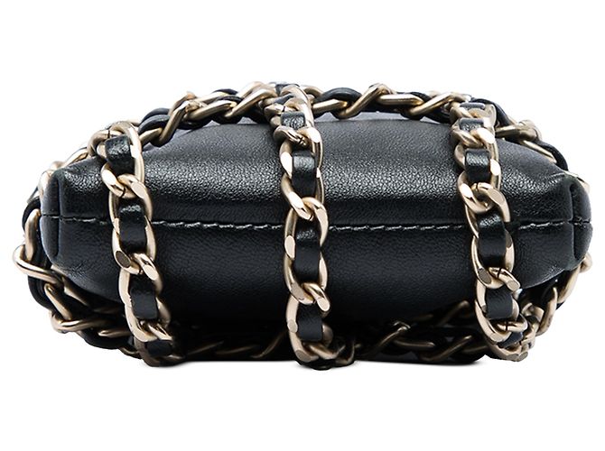 Clutch Chanel Tech Me Out in pelle di agnello nera con catena Nero - vista 3