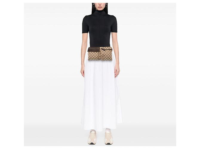 Bolso cinturón Gucci Beige GG Canvas Web con doble bolsillo - vista 6