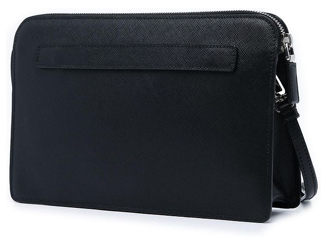 Prada Clutch aus schwarzem Saffiano-Leder - Ansicht 2