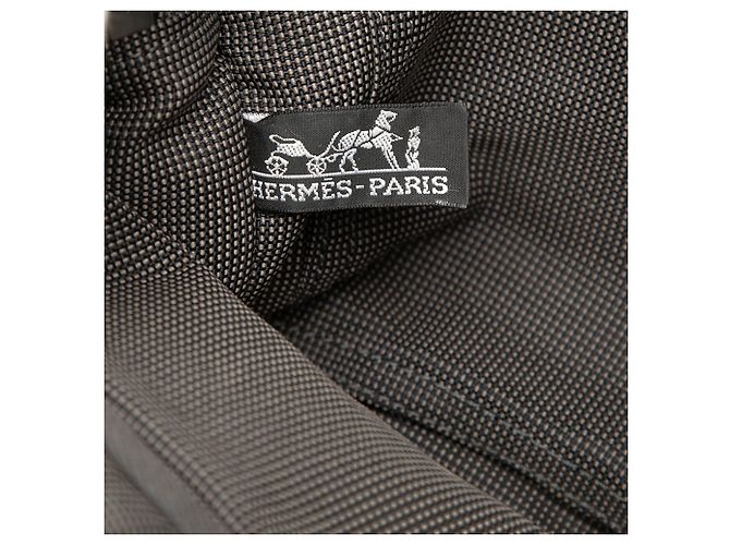 Hermès Gray Canvas Herline PM Brown Dark grey - view 5