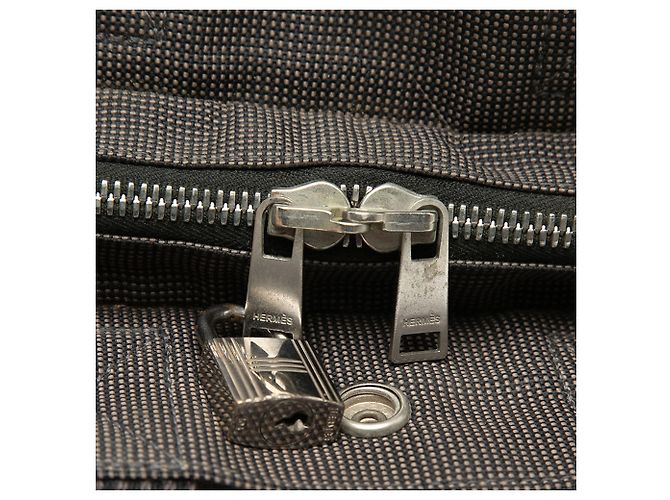 Hermès Gray Canvas Herline PM Brown Dark grey - view 6