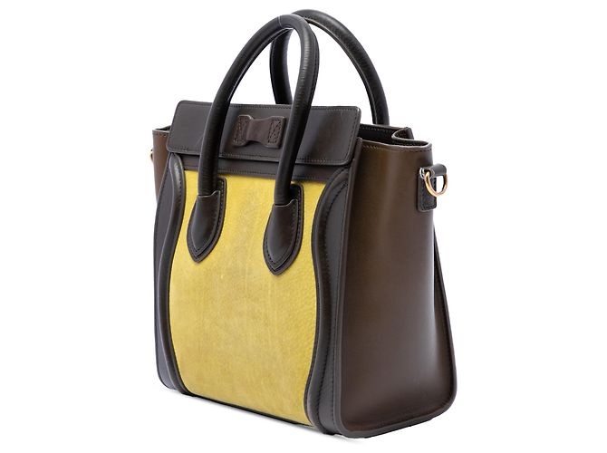Céline Celine Yellow Nano Tricolor Leather Luggage Tote Giallo - vista 2