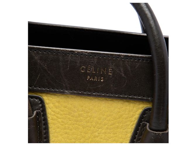 Céline Celine Yellow Nano Tricolor Leather Luggage Tote Giallo - vista 5