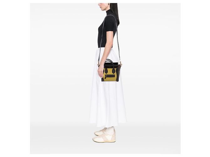 Céline Celine Yellow Nano Tricolor Leather Luggage Tote Giallo - vista 6