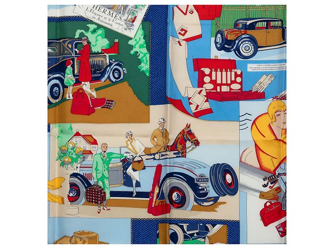 Hermès Blue L Elegance et le Confort en Automobile Silk Scarf 90 Azul Azul oscuro - vista 2