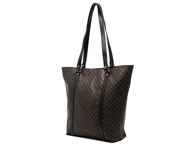 Céline Bolso Tote Celine Brown Macadam Coated Canvas Castaño Marrón oscuro - vista 2