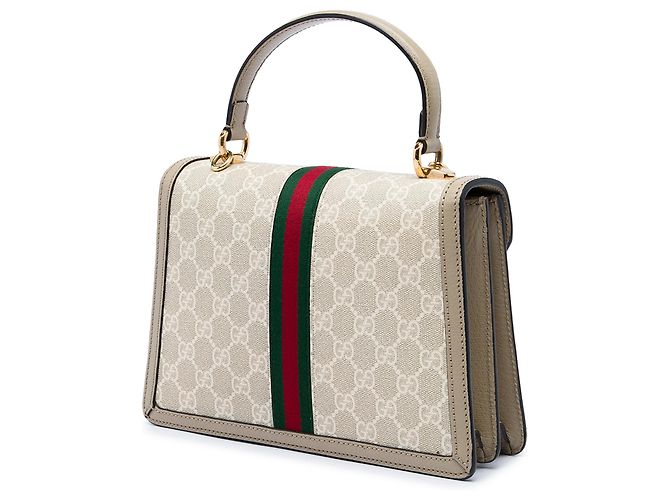 Gucci Beige Small GG Canvas Web Ophidia Top Handle Flap Bege - vista 2