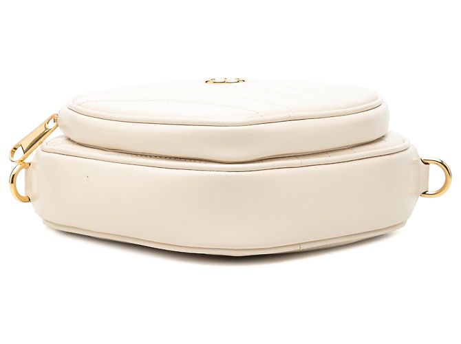 Gucci Borsa a tracolla Mini Matelassé in pelle di vitello diagonale bianca con G intrecciate e cuore Bianco Crudo - vista 3
