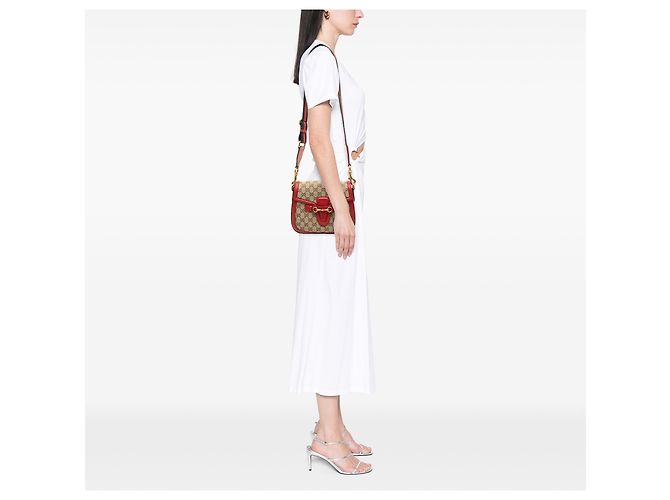 Gucci Beige Medium GG Canvas Lady Web Crossbody - view 6