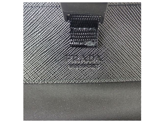 Bolsa Messenger Prada em Tessuto com acabamento em Saffiano preto e fivela - vista 5