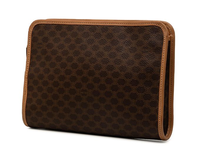 Céline Clutch Celine Brown Macadam Coated Canvas Marrone - vista 2