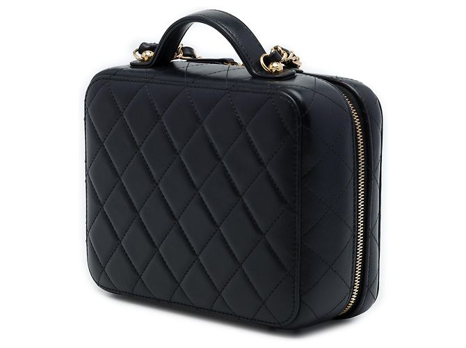 Chanel Gold Medium Lambskin Golden Plate Vanity Case - vista 2